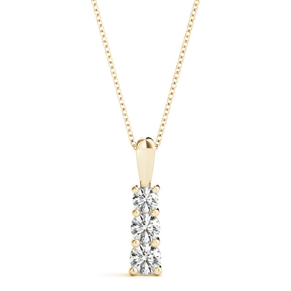 18K Yellow Gold 1/3 ct tw Three Stone Diamond Pendant