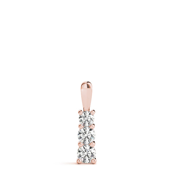 18K Rose Gold 1/3 ct tw Three Stone Diamond Pendant