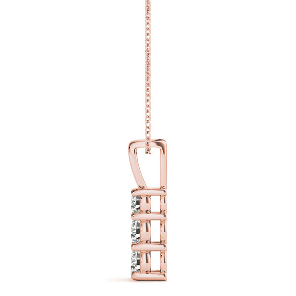 18K Rose Gold 1/3 ct tw Three Stone Diamond Pendant