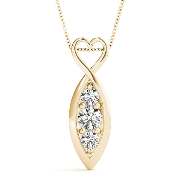 18K Yellow Gold 1/2 ct tw Three Stone Diamond Pendant