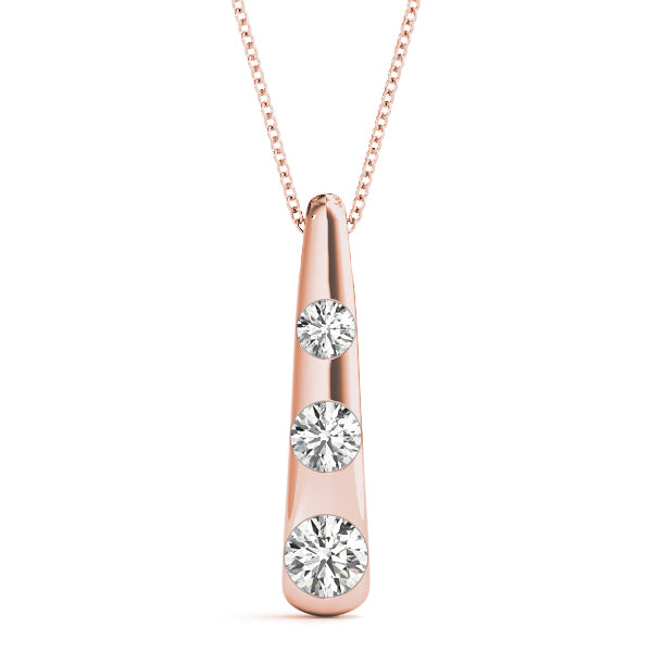 18K Rose Gold 1/2 ct tw Three Stone Diamond Pendant