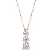 14K Rose Gold 1 ct tw Three Stone Diamond Pendant