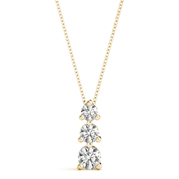 18K Yellow Gold 1 ct tw Three Stone Diamond Pendant