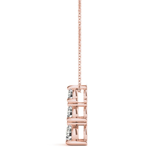 18K Rose Gold 1 ct tw Three Stone Diamond Pendant