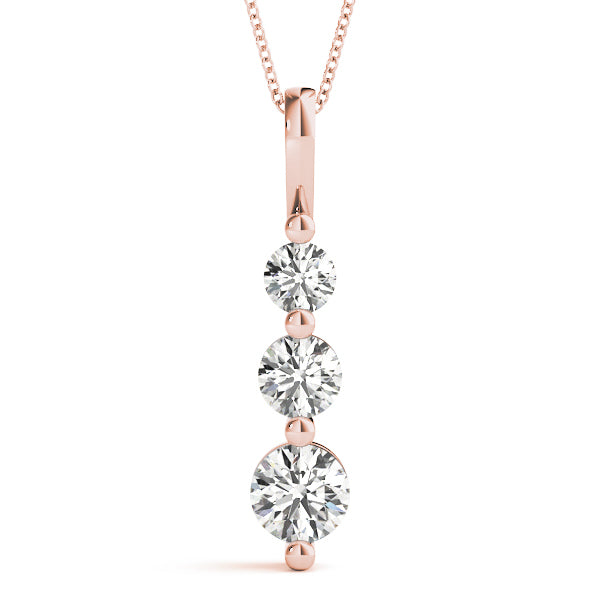 18K Rose Gold 1 ct tw Three Stone Diamond Pendant