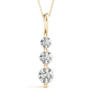 14K Yellow Gold 1 ct tw Three Stone Diamond Pendant