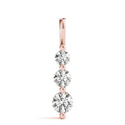 18K Rose Gold 1 ct tw Three Stone Diamond Pendant