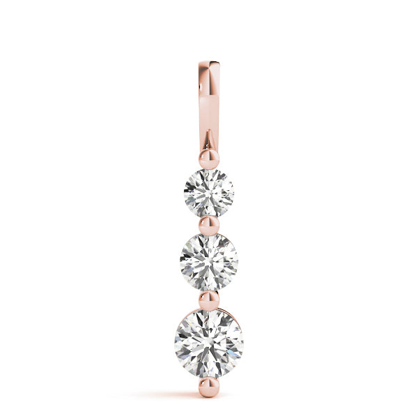18K Rose Gold 1 ct tw Three Stone Diamond Pendant