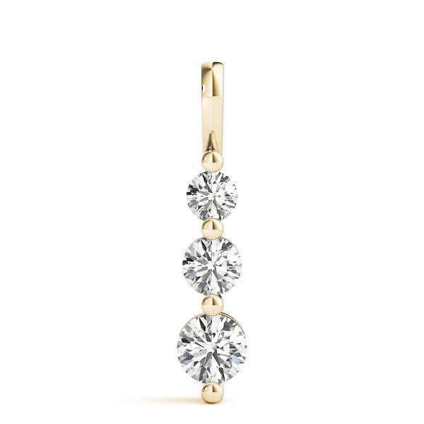 18K Yellow Gold 1 ct tw Three Stone Diamond Pendant
