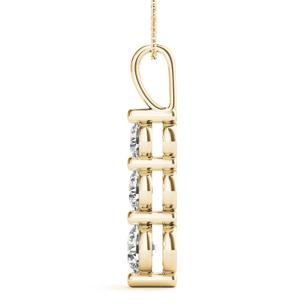 14K Yellow Gold 1 ct tw Three Stone Diamond Pendant