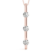 14K Rose Gold 1 ct tw Three Stone Diamond Pendant
