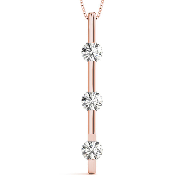 14K Rose Gold 1 ct tw Three Stone Diamond Pendant