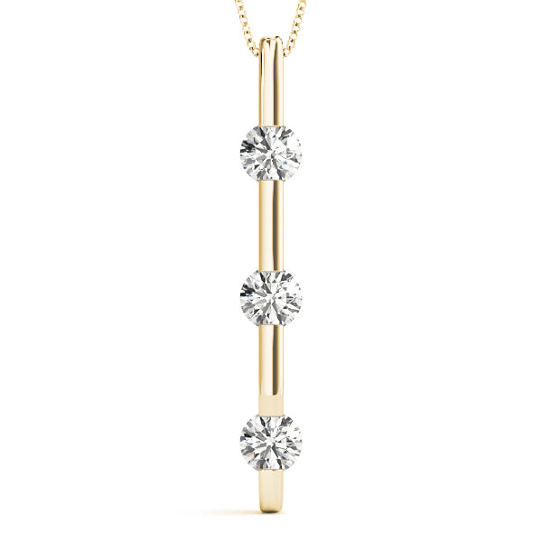 18K Yellow Gold 1 ct tw Three Stone Diamond Pendant