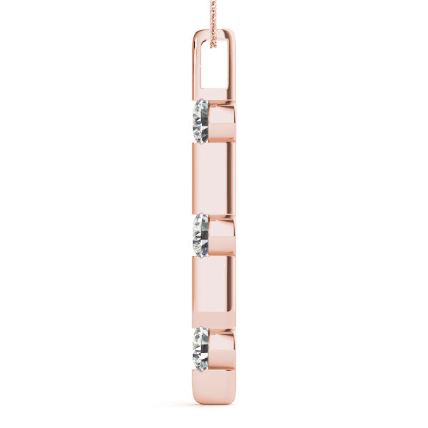 18K Rose Gold 1 ct tw Three Stone Diamond Pendant