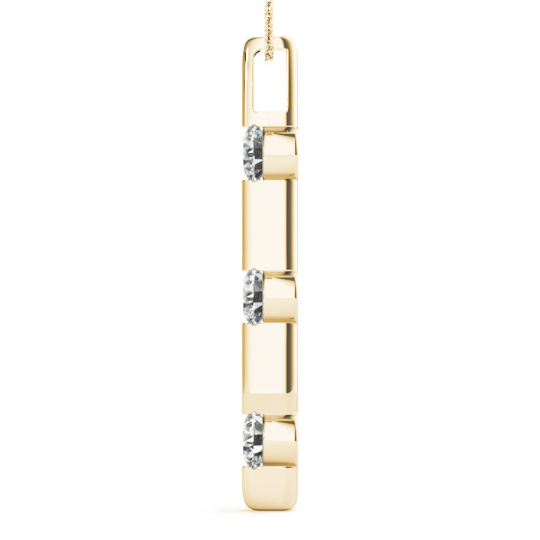 14K Yellow Gold 1 ct tw Three Stone Diamond Pendant