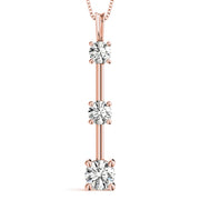 18K Rose Gold 1 ct tw Three Stone Diamond Pendant
