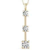 14K Yellow Gold 1 ct tw Three Stone Diamond Pendant