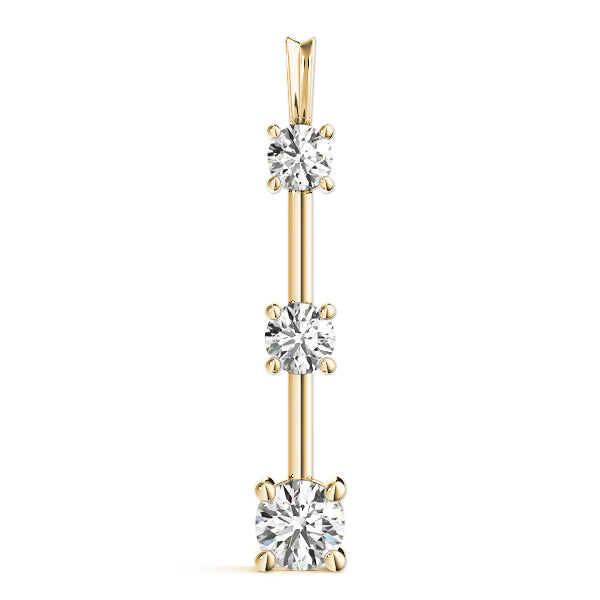 14K Yellow Gold 1 ct tw Three Stone Diamond Pendant