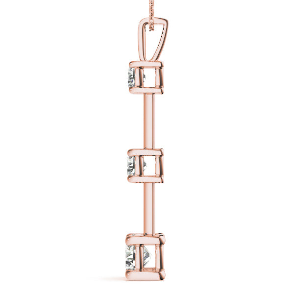 14K Rose Gold 1 ct tw Three Stone Diamond Pendant