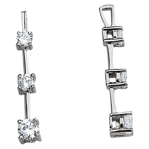 Platinum 1 ct tw Three Stone Diamond Pendant