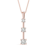 18K Rose Gold 1 1/3 ct tw Three Stone Diamond Pendant