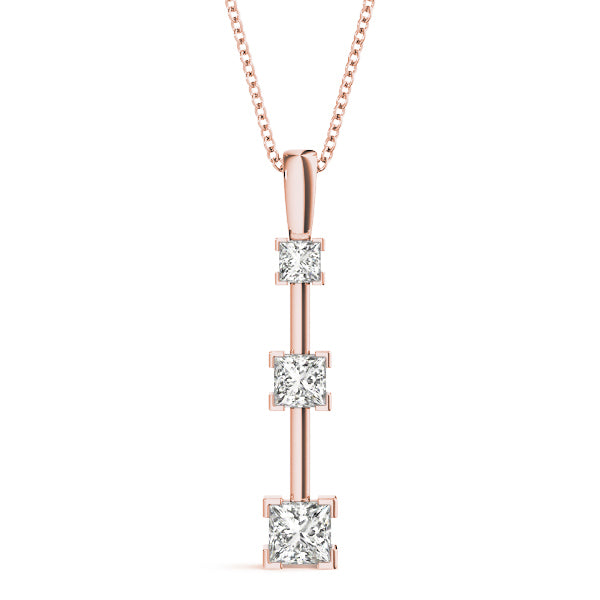 18K Rose Gold 1 1/3 ct tw Three Stone Diamond Pendant
