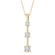 18K Yellow Gold 1 1/3 ct tw Three Stone Diamond Pendant