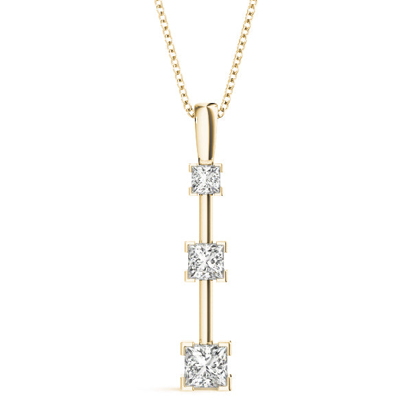18K Yellow Gold 1 1/3 ct tw Three Stone Diamond Pendant