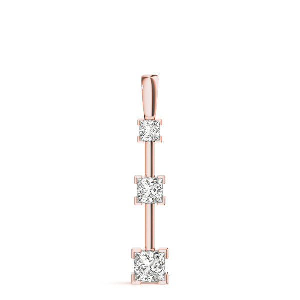 14K Rose Gold 1 1/3 ct tw Three Stone Diamond Pendant