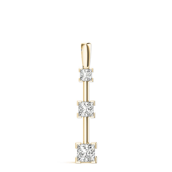 18K Yellow Gold 1 1/3 ct tw Three Stone Diamond Pendant