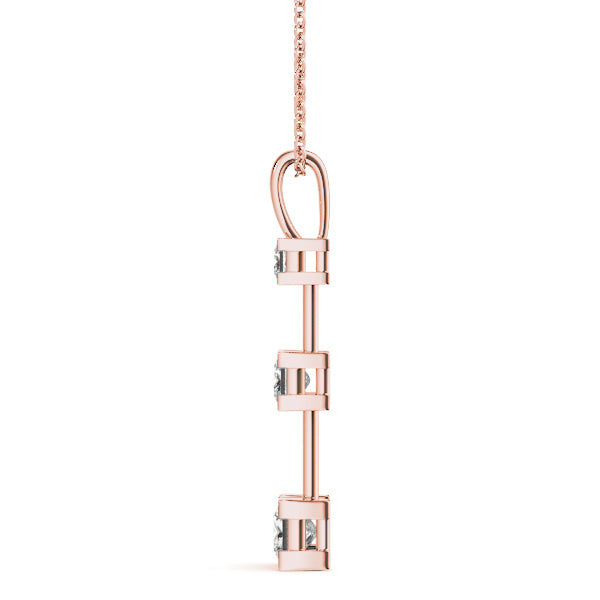 14K Rose Gold 1 1/3 ct tw Three Stone Diamond Pendant