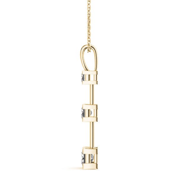 18K Yellow Gold 1 1/3 ct tw Three Stone Diamond Pendant