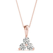 14K Rose Gold 1 ct tw Three Stone Diamond Pendant