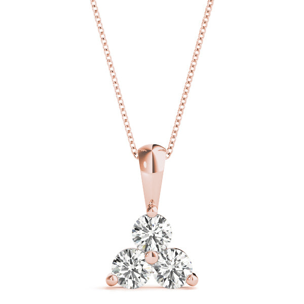 14K Rose Gold 1 ct tw Three Stone Diamond Pendant