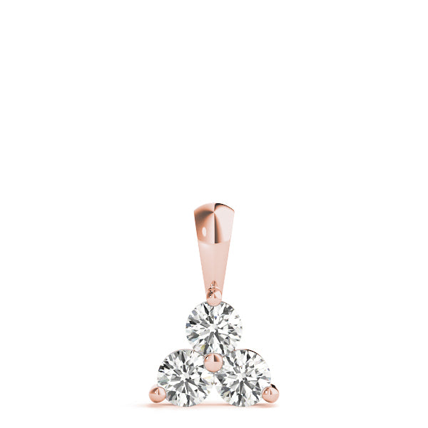 18K Rose Gold 1 ct tw Three Stone Diamond Pendant