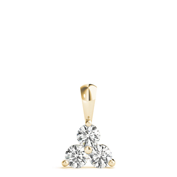 14K Yellow Gold 1 ct tw Three Stone Diamond Pendant