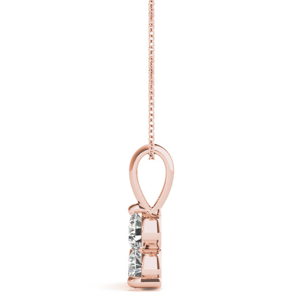 18K Rose Gold 1 ct tw Three Stone Diamond Pendant