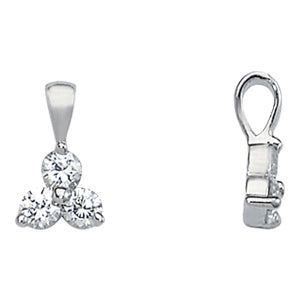 14K White Gold 1 ct tw Three Stone Diamond Pendant