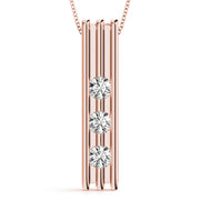 14K Rose Gold 1/2 ct tw Three Stone Diamond Pendant