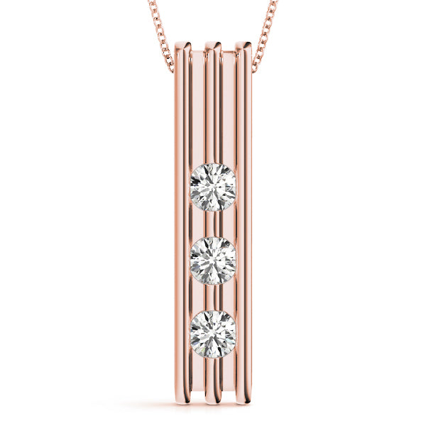 14K Rose Gold 1/2 ct tw Three Stone Diamond Pendant