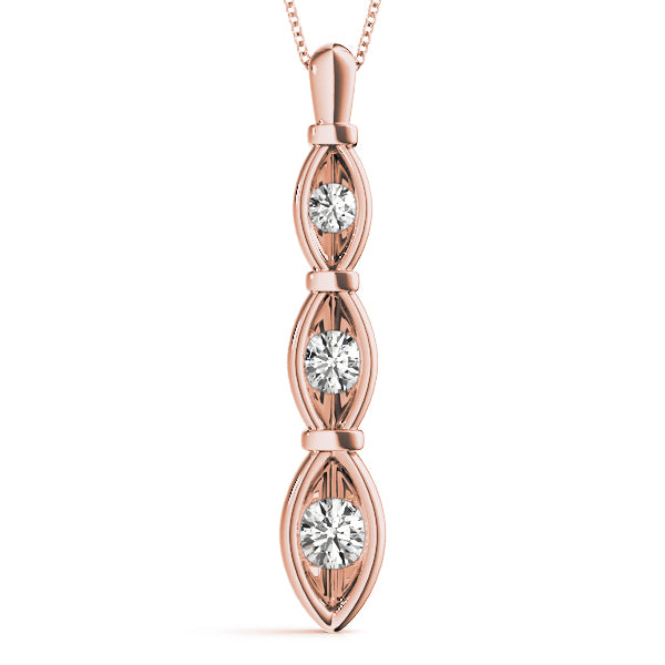14K Rose Gold 1/2 ct tw Three Stone Diamond Pendant