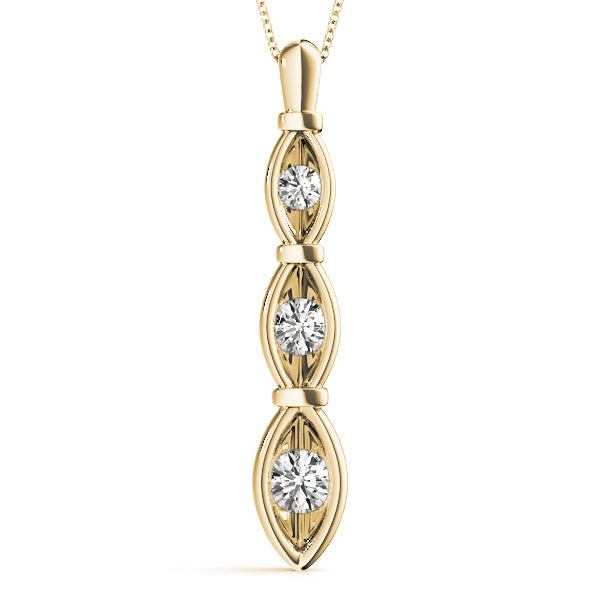 14K Yellow Gold 1/2 ct tw Three Stone Diamond Pendant