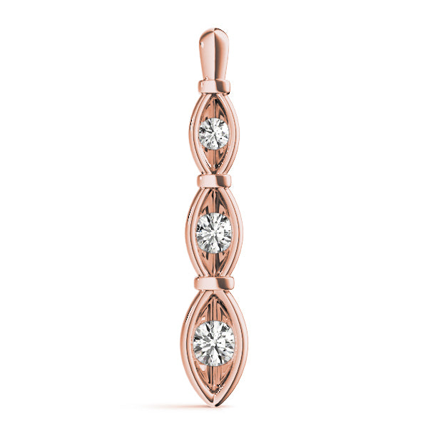 14K Rose Gold 1/2 ct tw Three Stone Diamond Pendant