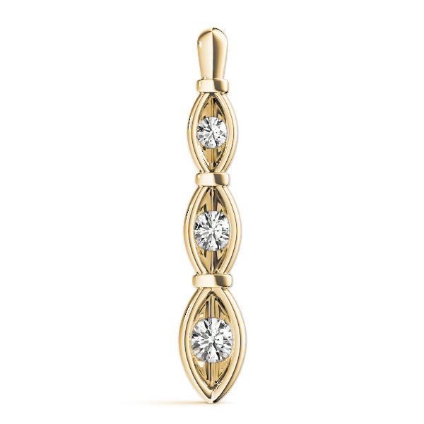 18K Yellow Gold 1/2 ct tw Three Stone Diamond Pendant