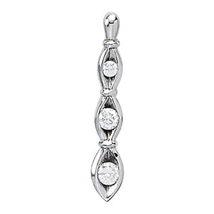 18K White Gold 1/2 ct tw Three Stone Diamond Pendant