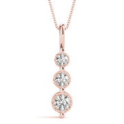 18K Rose Gold 1/2 ct tw Three Stone Diamond Pendant