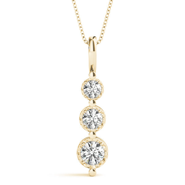 18K Yellow Gold 1/2 ct tw Three Stone Diamond Pendant