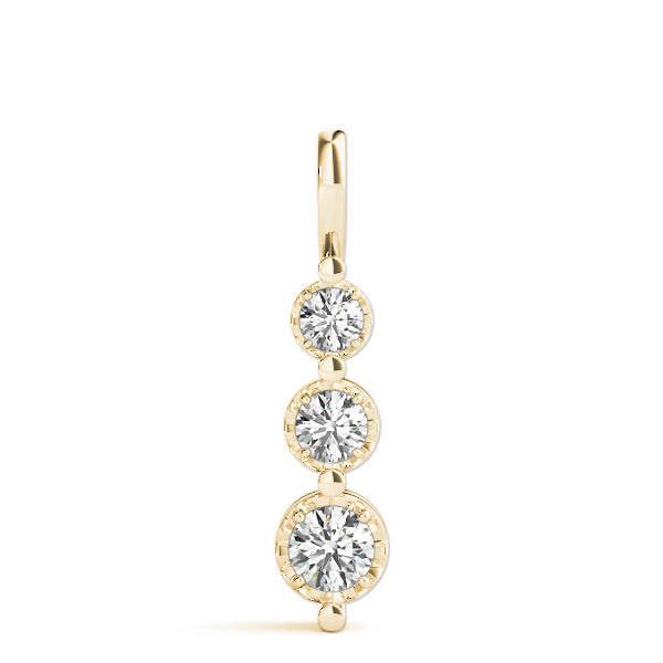 14K Yellow Gold 1/2 ct tw Three Stone Diamond Pendant