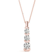 18K Rose Gold 1 ct tw Three Stone Diamond Pendant