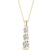 14K Yellow Gold 1 ct tw Three Stone Diamond Pendant